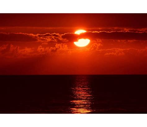 Ruby Red Ocean Sunset Sunset Photo Landscape Poster Art Scenic Artwork