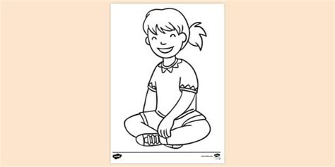 Free Lovely Child Sitting Colouring Sheet Colouring Sheets