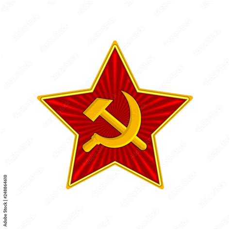Vecteur Stock Badge Of Soviet Union Red Star With Hammer And Sickle