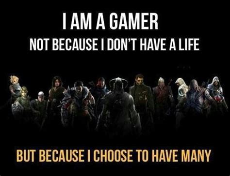 "I am a gamer, not because I don't have a life, but because I choose to