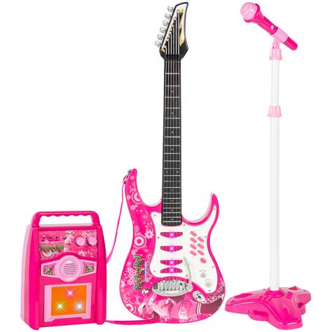 Pink Kids Electric Guitar Set Mp3 Player Microphone And Amp—3799
