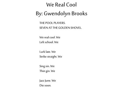 Ppt We Real Cool By Gwendolyn Brooks Powerpoint Presentation Free