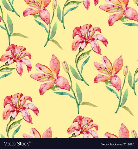 Seamless Floral Pattern Lilies Flowers Royalty Free Vector