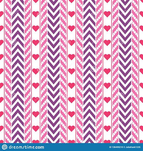 Purple And Pink Vector Chevron And Ribbon Pattern Stock Vector