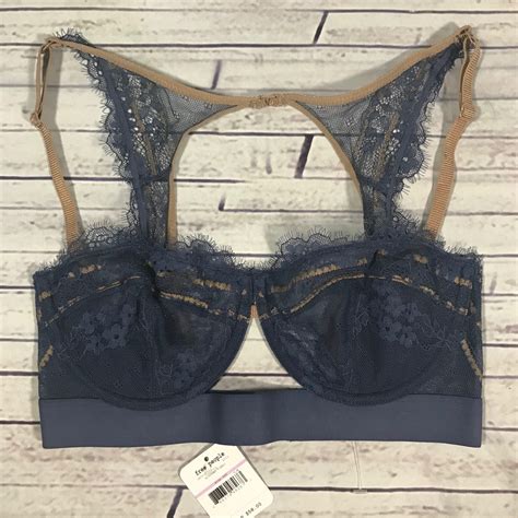 NWT Free People Hour Dawn Wire Demi Lace Sexy Sheer Blue Bra 32D Apex