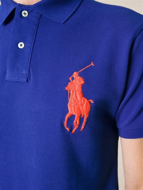 Polo Ralph Lauren Oversized Logo Slim Fit Polo Shirt In Blue For Men Lyst