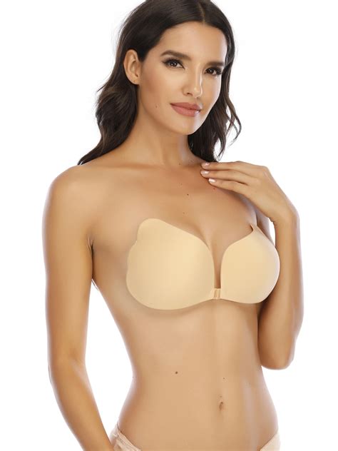 Sayfut Sayfut Womens Strapless Push Up Invisible Sticky Bra Silicone Reusable Self Adhesive