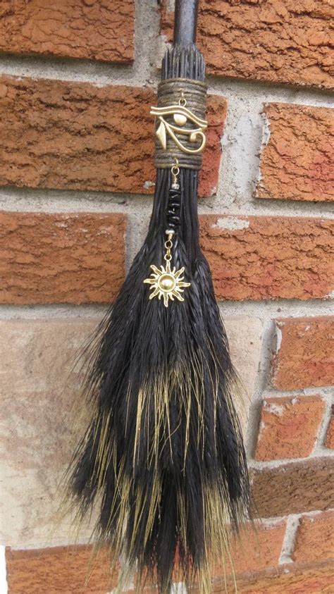 Broom Witches Broom Altar Besomblack And Gold Wheat Etsy Witch