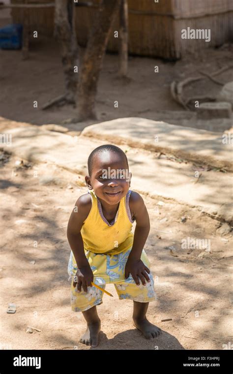 Small Local African Boy Holding A Pencil Likoma Island Lake Malawi