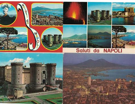 Lot Of 4 Vintage Napoli Italy Postcards Multi View Panoramic Mount