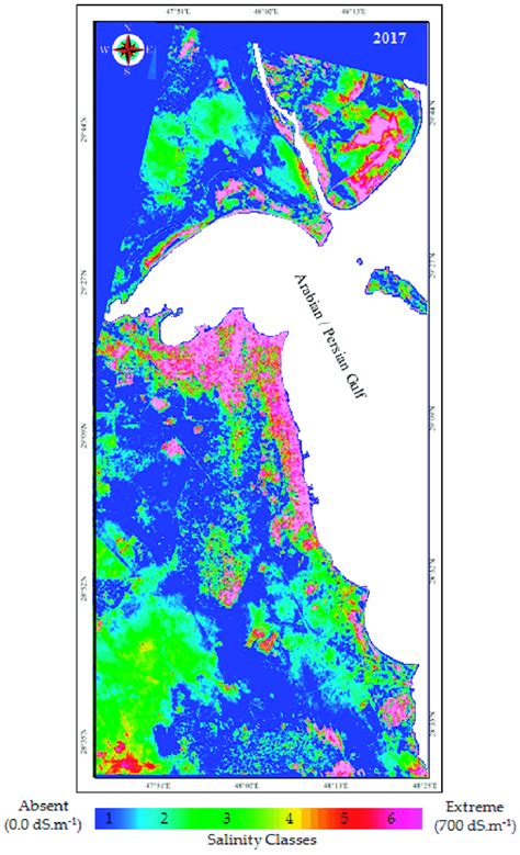 Derived Soil Salinity Map For The Year 2017 Using The Sepm Unit In