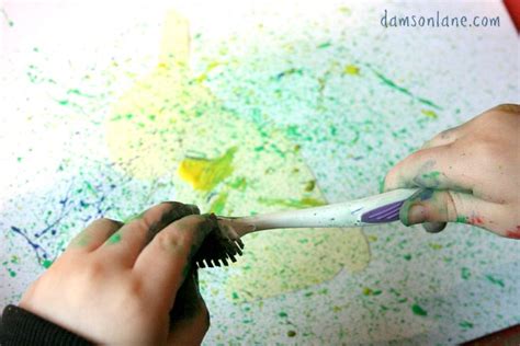 Place a piece of plastic film like saran wrap laid directly on the top of the paint. Toothbrush Paint Spatter Art