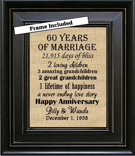 Gifts are really difficult at the sixtieth anniversary and beyond. FRAMED 60th Wedding Anniversary/60th Anniversary Gifts/60th