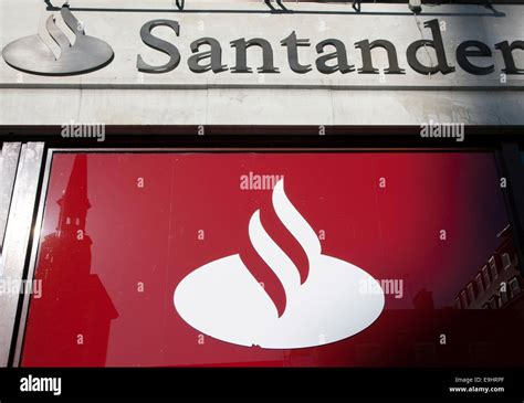 Logo On Branch Of Santander Spanish Bank In Central London Stock Photo
