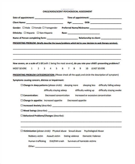 Free Health Assessment Form Samples In Pdf Ms Word