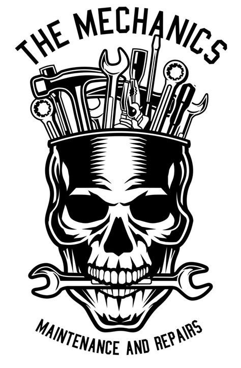 Mechanic Skull Print Mechanic Logo Design Mechanics Logo Mechanic