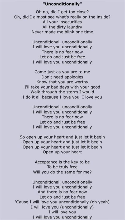 Unconditionally By Katy Perry Great Song Lyrics Katy Perry Lyrics