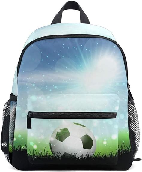 Football On Grass Soccer Toddler Backpack School Bag Multi Cute
