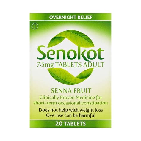 Senokot 7 5mg Tablets Adult Senna Fruit 20 Tablets