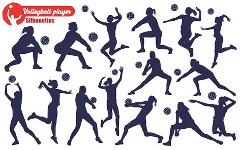 Premium Vector Female Volleyball Player Silhouettes Vector Illustration