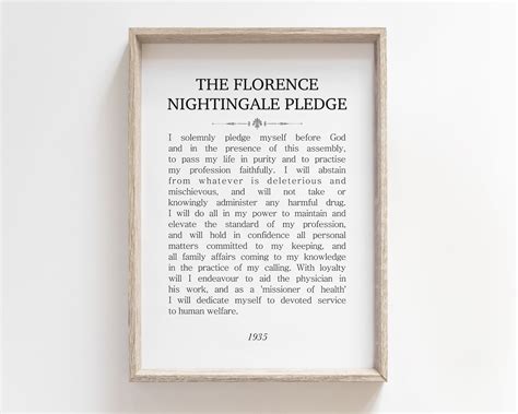 Printable Florence Nightingale Pledge 1935 Nursing Graduations Etsy