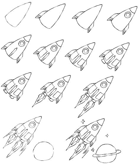 How Do You Draw A Rocket Step By Step Howto Draw