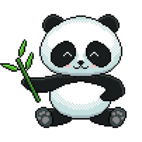 Pixel Art Panda Animal Character Stock Vector