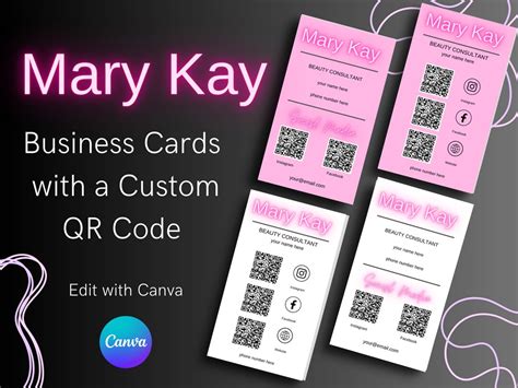 6 Mary Kay Business Cards Canva Business Cards With Editable Qr Codes Beauty Consultants