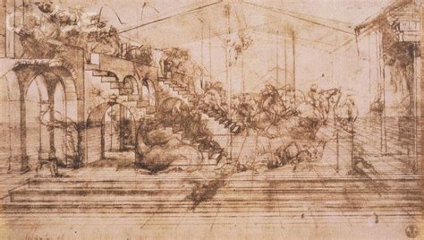 Leonardo Da Vinci A Perspective Study For Adoration Of The Magi An