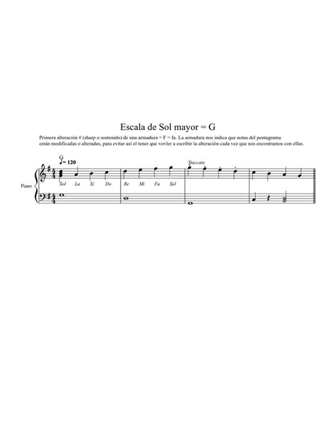 Escala De Sol Mayor G Sheet Music For Piano Solo Download And