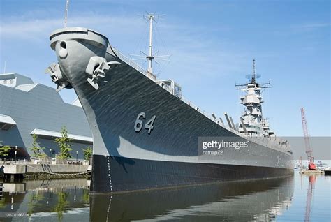 Battleship Docked In Norfolk Va U S Navy Ww Ii Vintage Uss