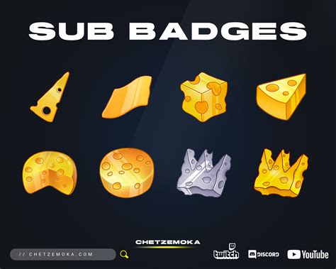 Twitch Cheese Sub Badges 8 Badges Crown Twitch Discord Etsy Australia