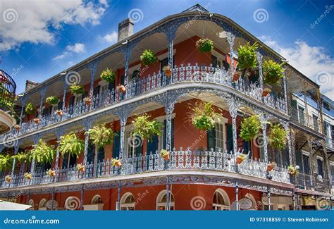 Old New Orleans Building With Balconies And Rails Stock Image Image