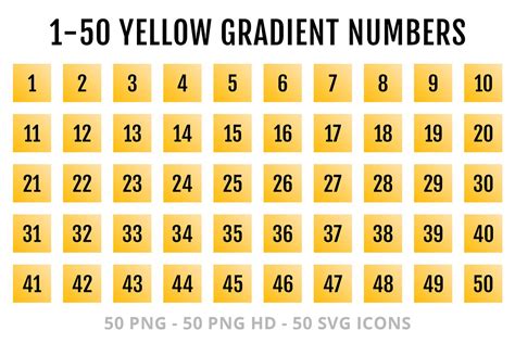 1 50 Red Gradient Square Numbers Pre Designed Photoshop Graphics