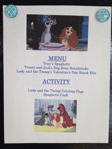 Lady And The Tramp Menu Lady And The Tramp Movie Night Disney Movie