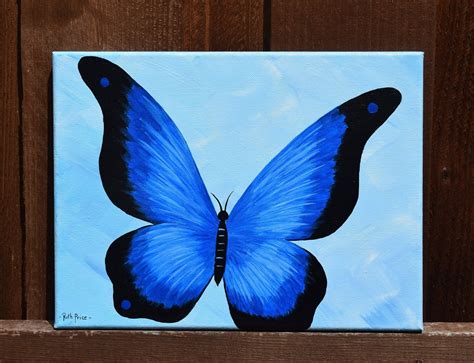 Beautiful Blue Butterfly 9x12 Hand Painted Canvas Butterfly Painting