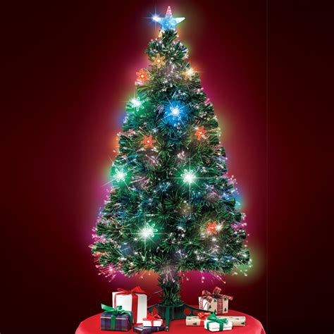 47-Inch Fiber Optic Pre-Lit Christmas Tree with Snowflakes - Festive ...