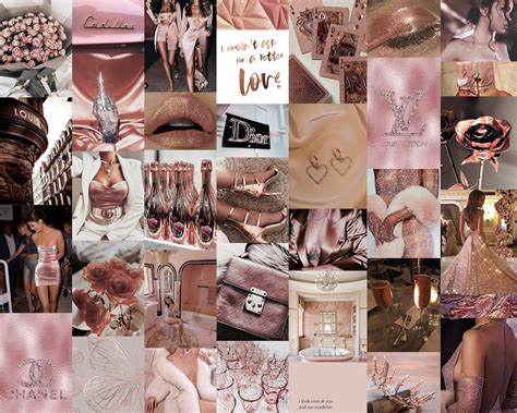 Rose Gold Aesthetic Digital Wall Collage Set 60 Images Etsy