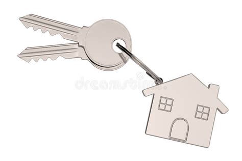 Silver House Key Isolated On White Background 3d Illustration Stock