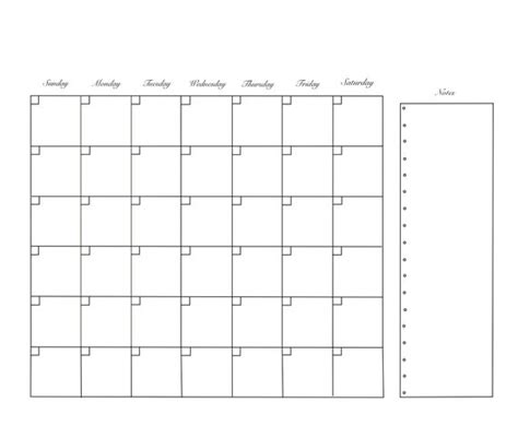 Calendario mensual en blanco imprimible Etsy México