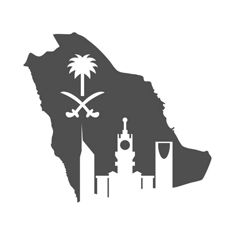 Saudi Arabia National Day Flag Map And City Silhouette Style Icon
