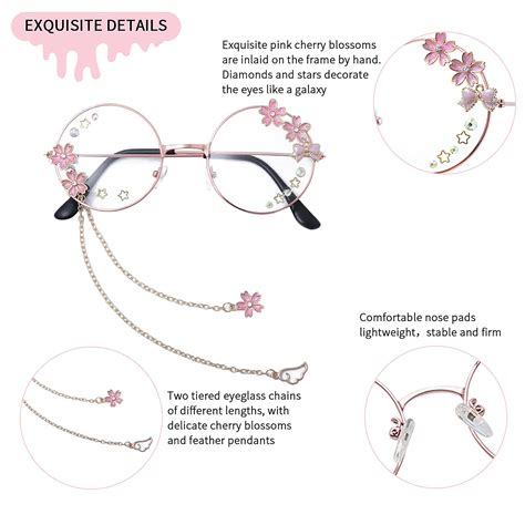 Mua Kawaii Glasses With Chain Kawaii Accessories Cute Cosplay Accessories Kawaii Sakura Flower