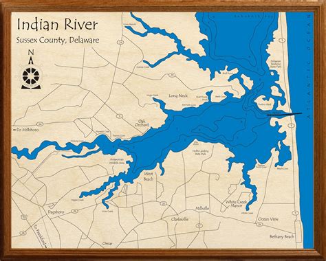 Indian River Inlet Delaware 3d Laser Cut Wood Map Beach Etsy