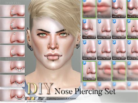 Sims 4 Ccs The Best Nose Piercing Set By Pralinesims