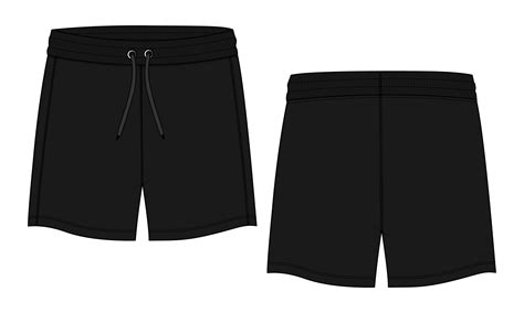 Boys Sweat Shorts Pant Technical Drawing Fashion Flat Sketch Vector