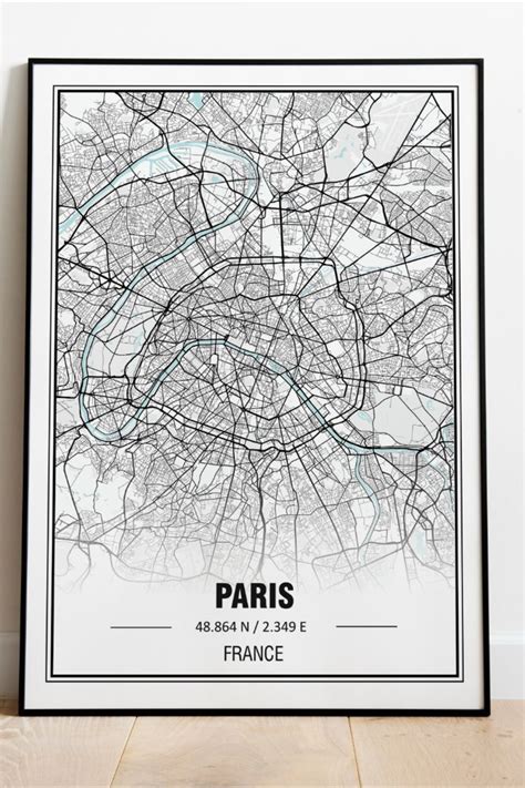 Paris City Map Print Paris Poster Printable Wall Art Etsy Paris
