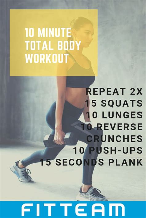 A Woman In Black Workout Clothes With The Text 10 Minute Total Body Workout