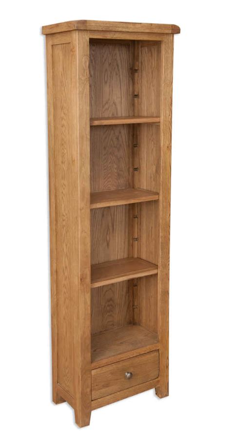 Rustic Oak Slim Bookcase House Goods 4u