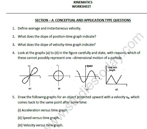 Cbse Class 11 Physics Kinematics Worksheet Set A