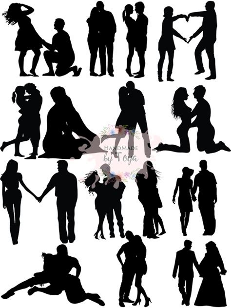 Romantic Couple Silhouette Man And Woman Svg Dxf And Png Handmade By Toya